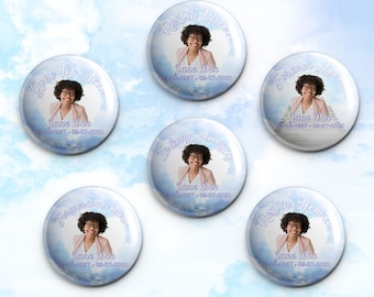Custom 2.25" and 1.25"In loving memory Rest in Peace Rest in Power Funeral Memorial Heaven Button