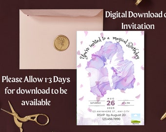 DIGITAL DOWNLOAD ONLY Customized Fairy Garden Fairytale Child Birthday Party 5x7 invitation