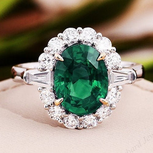 Emerald Ring Oval Cut Engagement Ring May Birthstone Green - Etsy