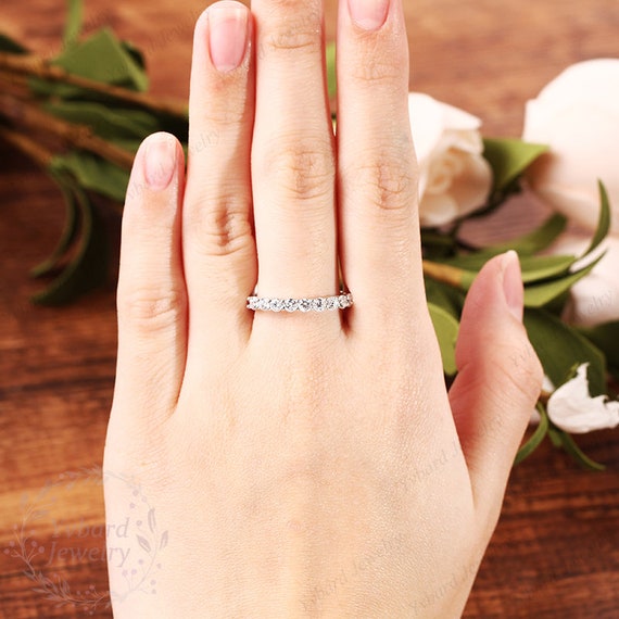 Buy Moissanite Wedding Band 14k White Gold Bridal Ring Half Online