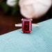 8*11mm Emerald Cut Lab Created Ruby Ring Solid 14K/18K Yellow Gold ...