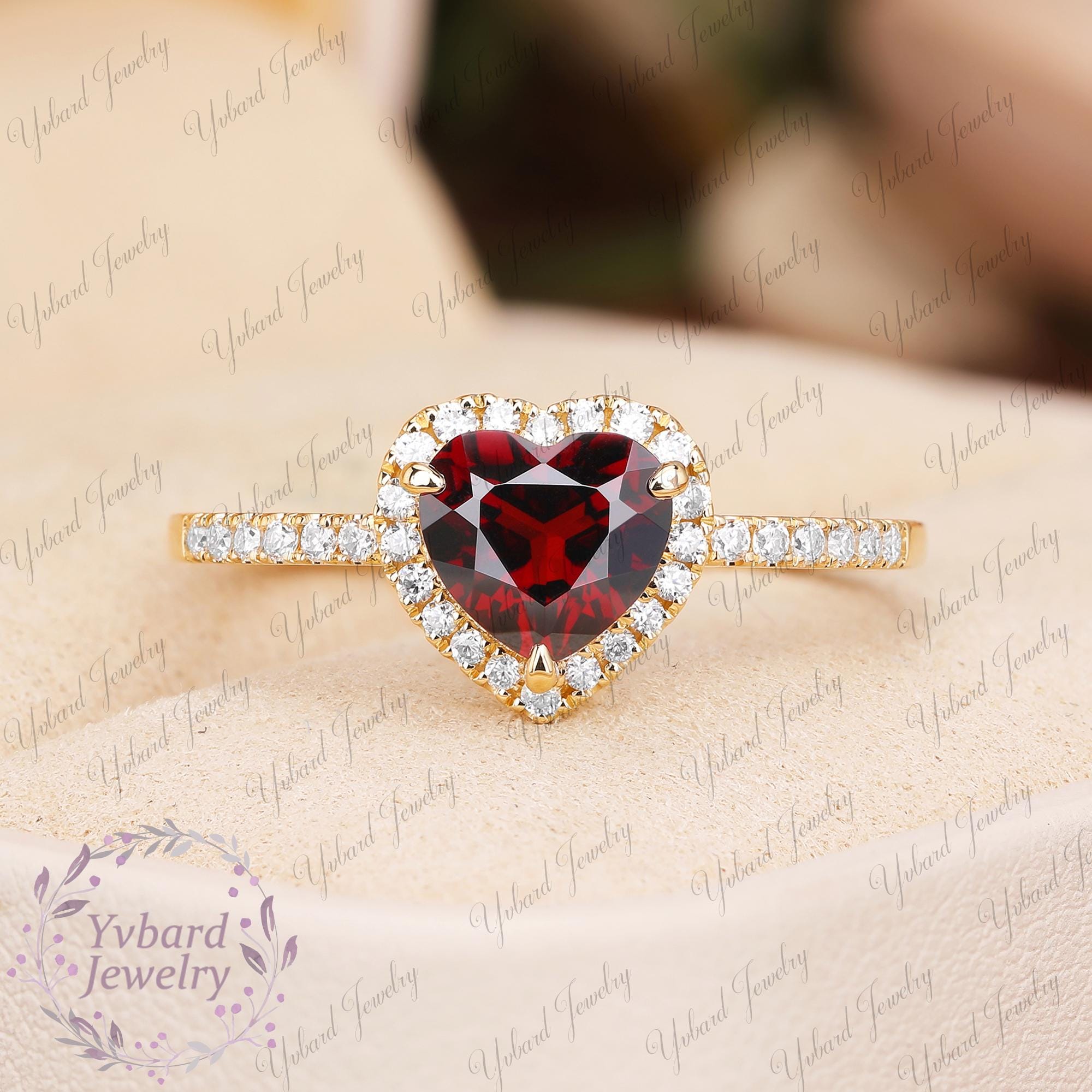 Dainty 10k Yellow Gold December Birthstone Heart Ring With CZ - Promise/Proposal Ring (Size 7.5)