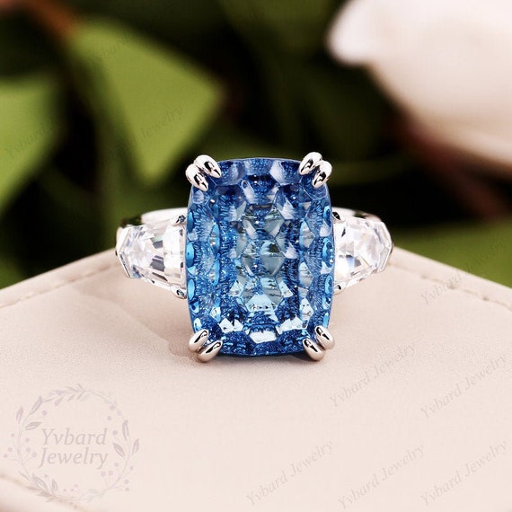 Sterling Silver Created Blue Spinel and White Sapphire Ring Sterling Silver Created Blue Spinel and White Sapphire Ring