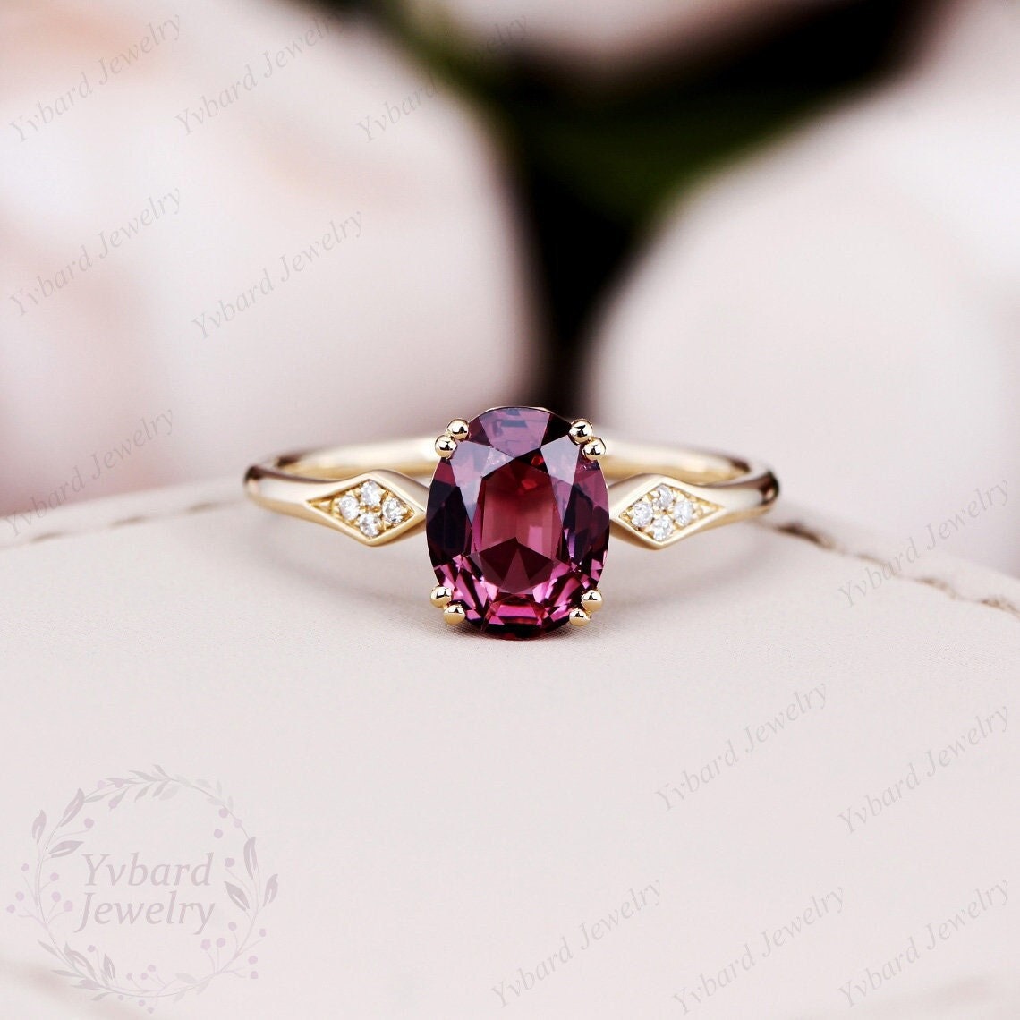 Oval Cut Natural Red Tourmaline Ring Solid 14K 18K Yellow Gold Diamond Wedding Band Gemstone Promise Rings for Women Anniversary Ring Gift Etsy UK