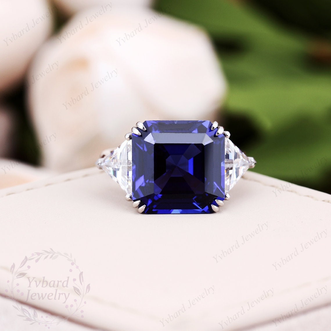 Asscher cut sapphire engagement best sale rings