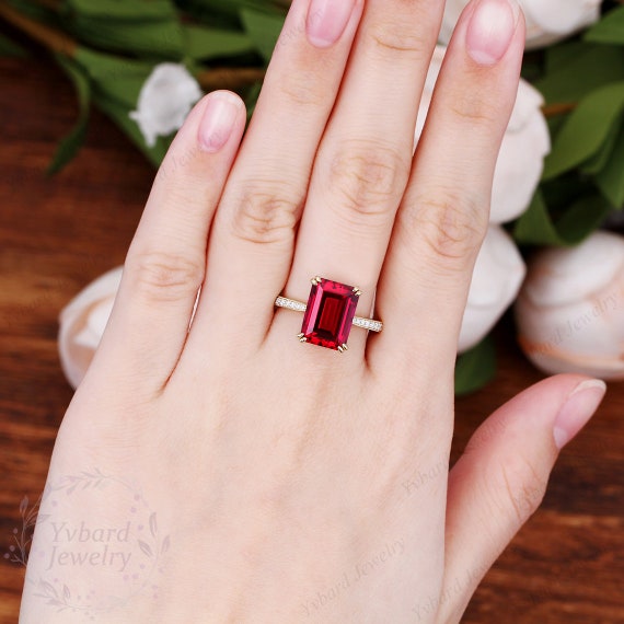 Amazon.com: Oval halo engagement rings for women Oval ruby Ring halo hidden rubies  ring anniversary gift - Gemma (Lab-created Ruby) : Handmade Products