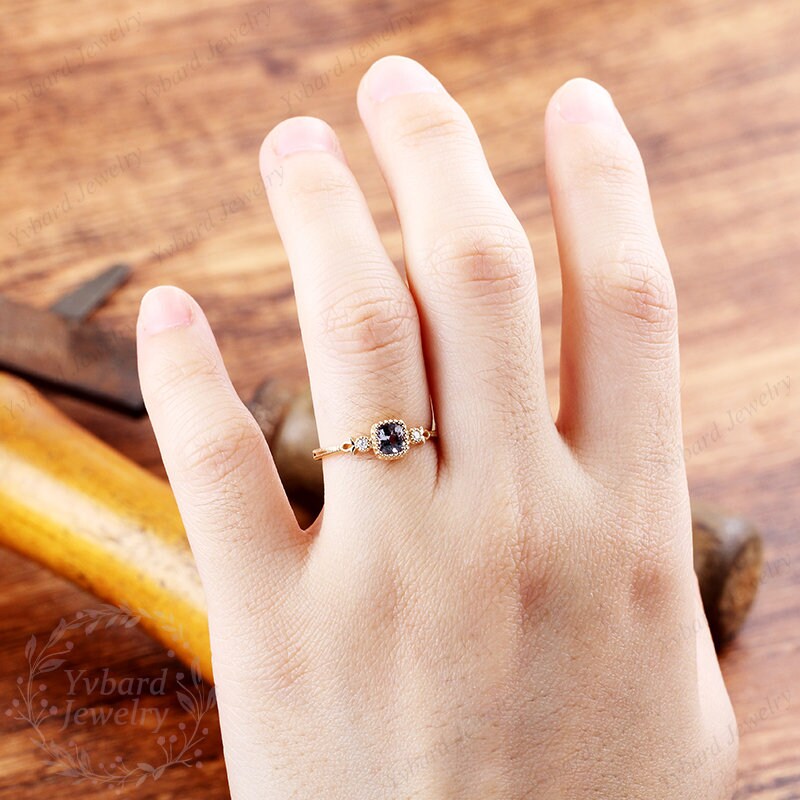 4*5mm Light Blue Sapphire Engagement Ring, Natural Sapphire