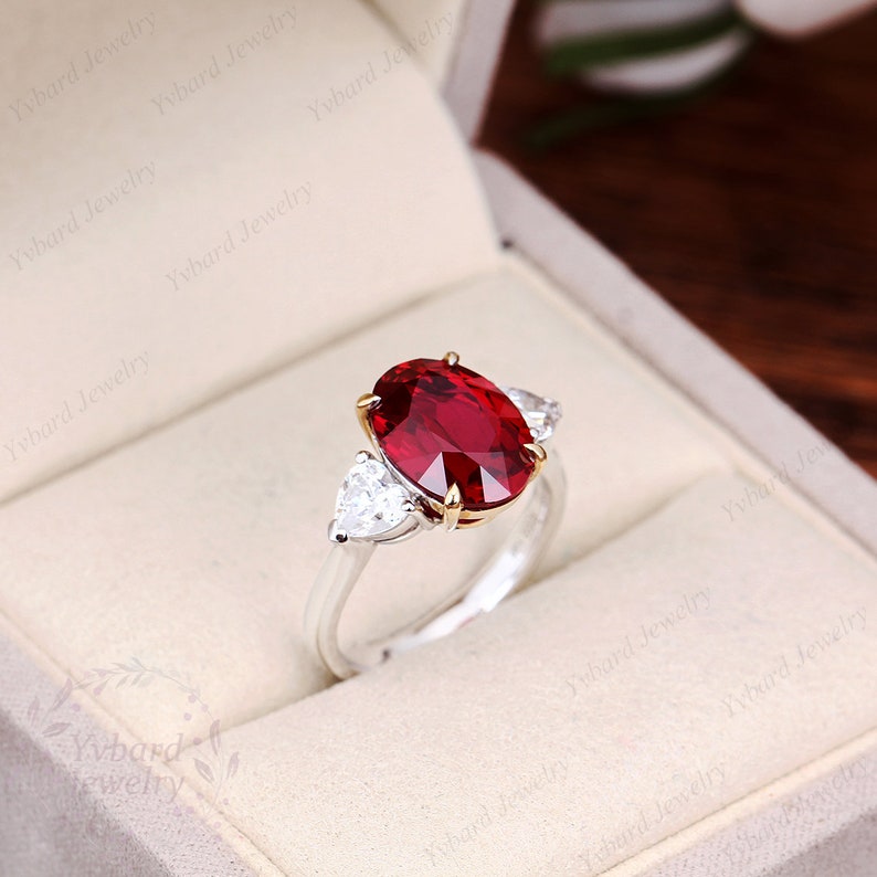 912mm Lab Created Ruby Engagement Ring Solid Gold Ruby Ring Etsy