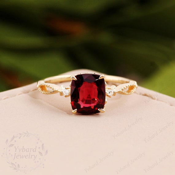 14K Yellow Gold Genuine Garnet Solitaire Ring - January Birthstone, Handmade In USA, Size 10 - View #11