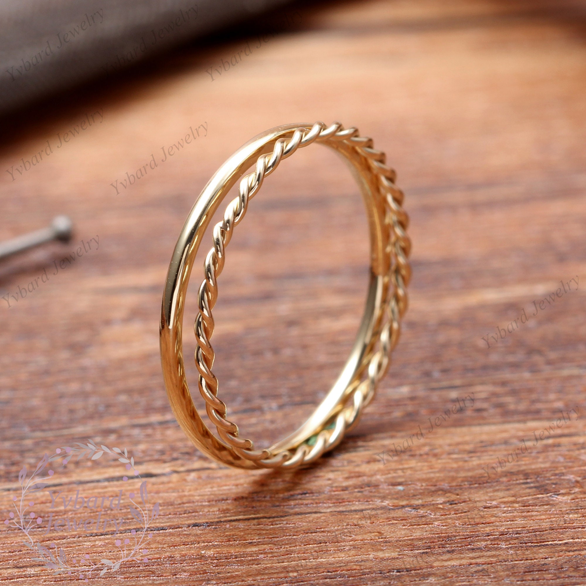 Super Thin Gold Ring Set of 2 Gold Rings for Women Twist Etsy