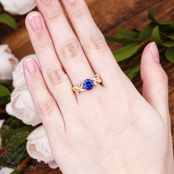Lab created blue sapphire cheap ring