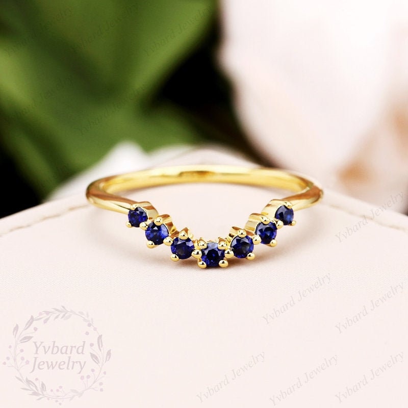 Curved Sapphire Wedding Band