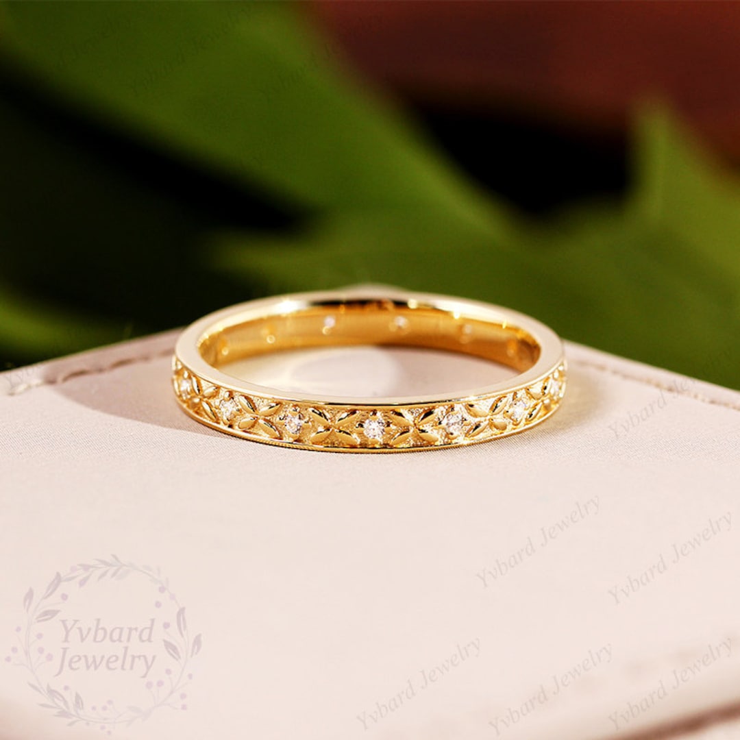 Diamond Full Eternity Band 14K Solid Yellow Gold Ring Wedding Band ...