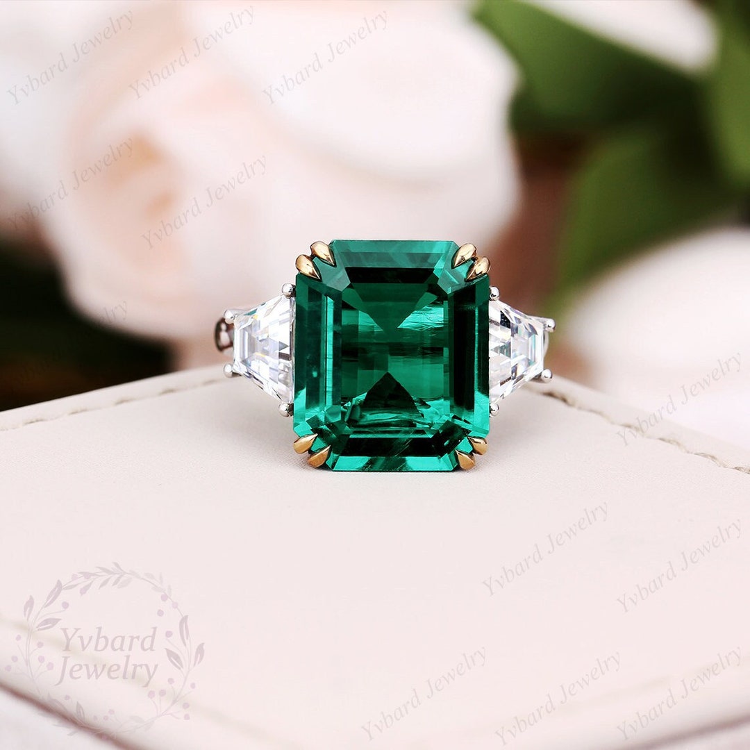 Brilliant 5.8CT Lab Created Emerald Engagement Ringminimalist Etsy