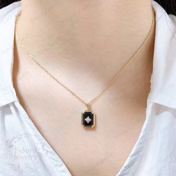 James Dyson Revisión Representar Collar colgante de ónix negro vintage colgante de diamante - Etsy España