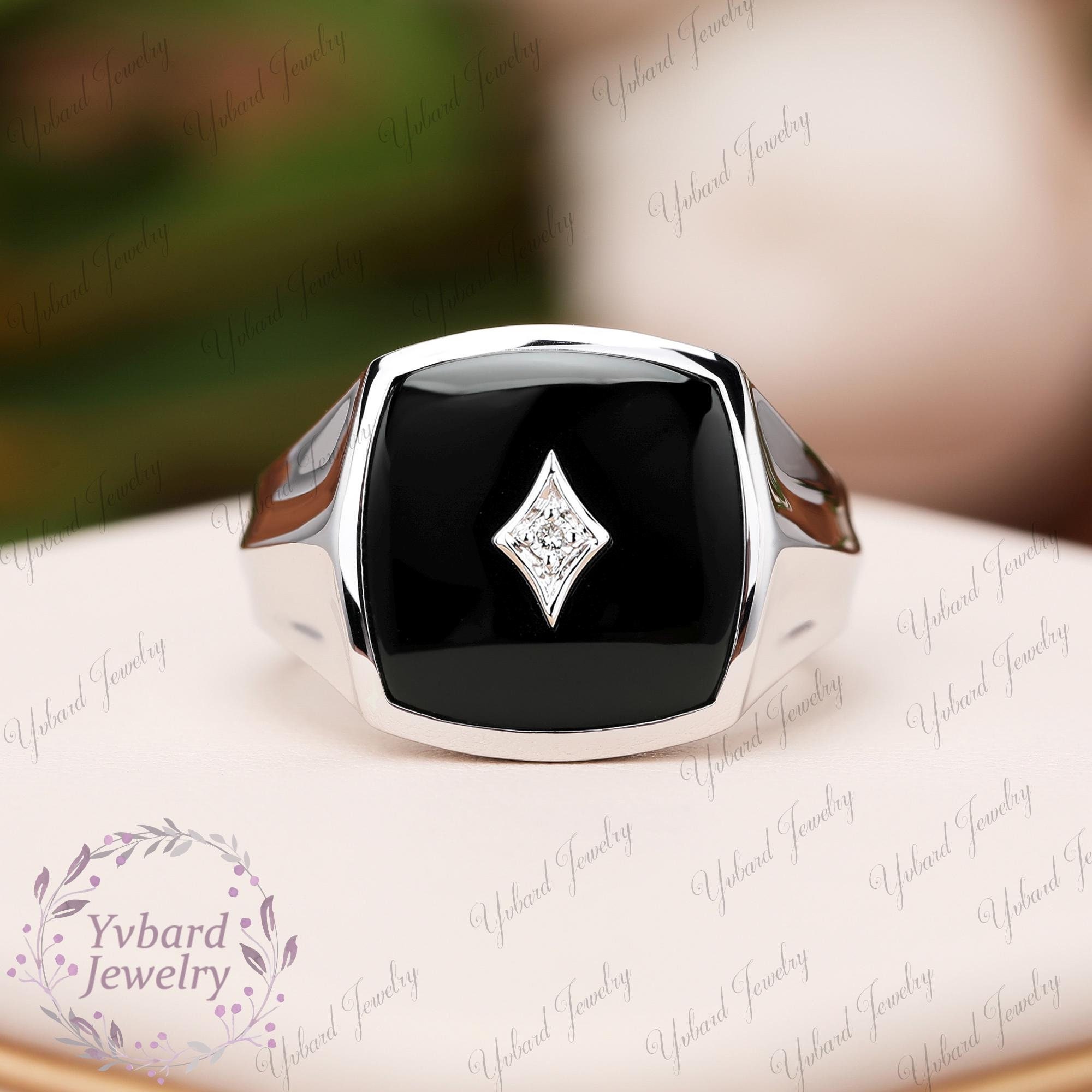 Black stone 14k gold ring - Etsy 日本