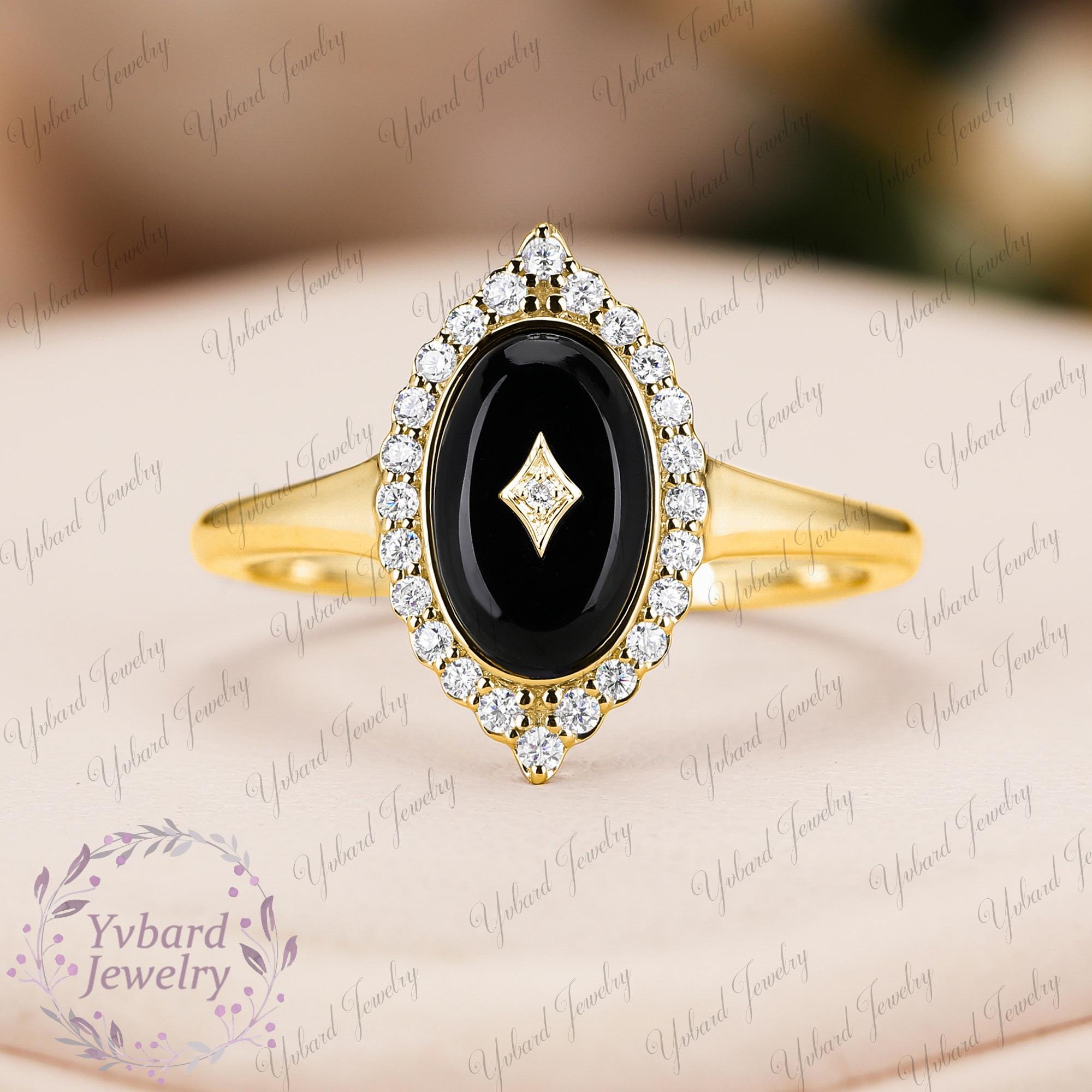 天然ブラックオニキスリング ソリッド18K/14K/10K ツートンゴールド 天然ブラックオニキスリング ソリッド18K/14K/10K ツートンゴールド