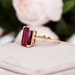 8*11mm Emerald Cut Lab Created Ruby Ring Solid 14K/18K Yellow Gold ...