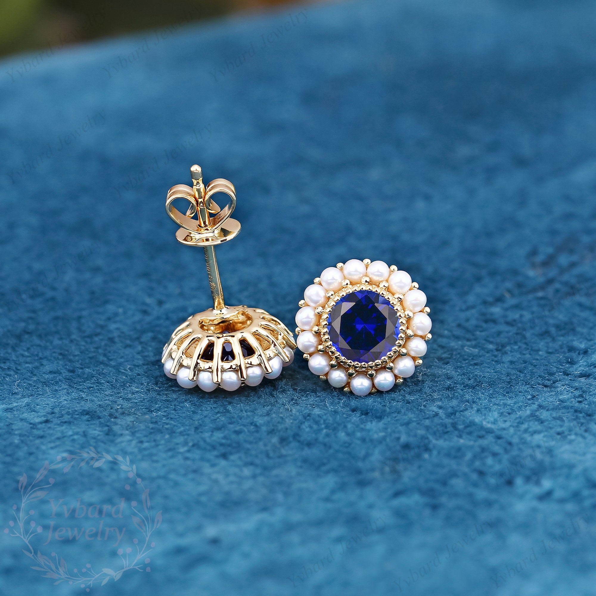 Blue stone shop stud earrings