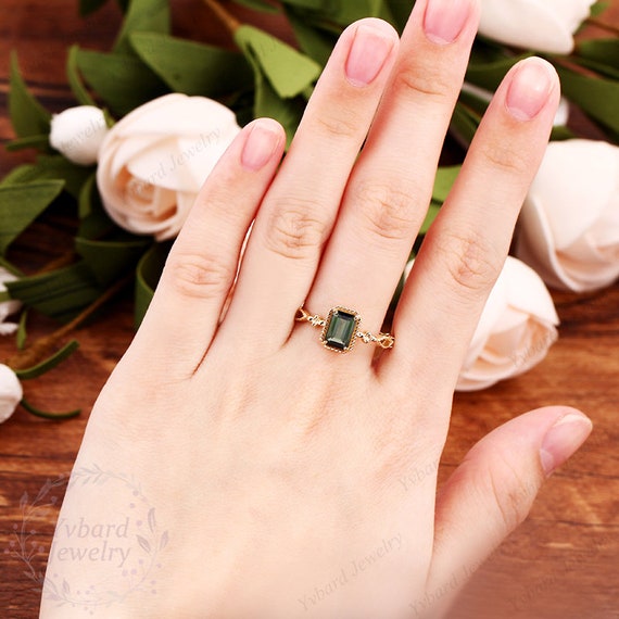Bluish / green Tourmaline white gold ring with natural diamond accents.  4.75ct Jaba Mine Tourmaline.