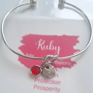 Silver Knot Bracelet Initial Friendship Knot Bracelet Bangle Birthstone Birthday Charm Best Friend Gift For Her Maid of Honour Vellum Insert