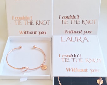 Bridesmaids Tie The Knot Jewelry Box Bangle Bracelet, Bridesmaid Proposal Box Set, Will You Be My Bridesmaid Gift, Gift For Her