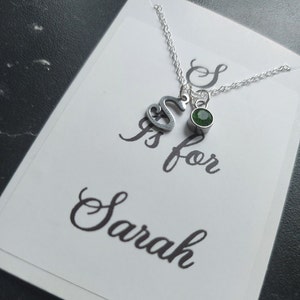 Kinder Buchstabe Birthstone Halskette, Benutzerdefinierte Charm Halskette - 16 Zoll .925 Sterling Silber Initial Halskette Geschenk