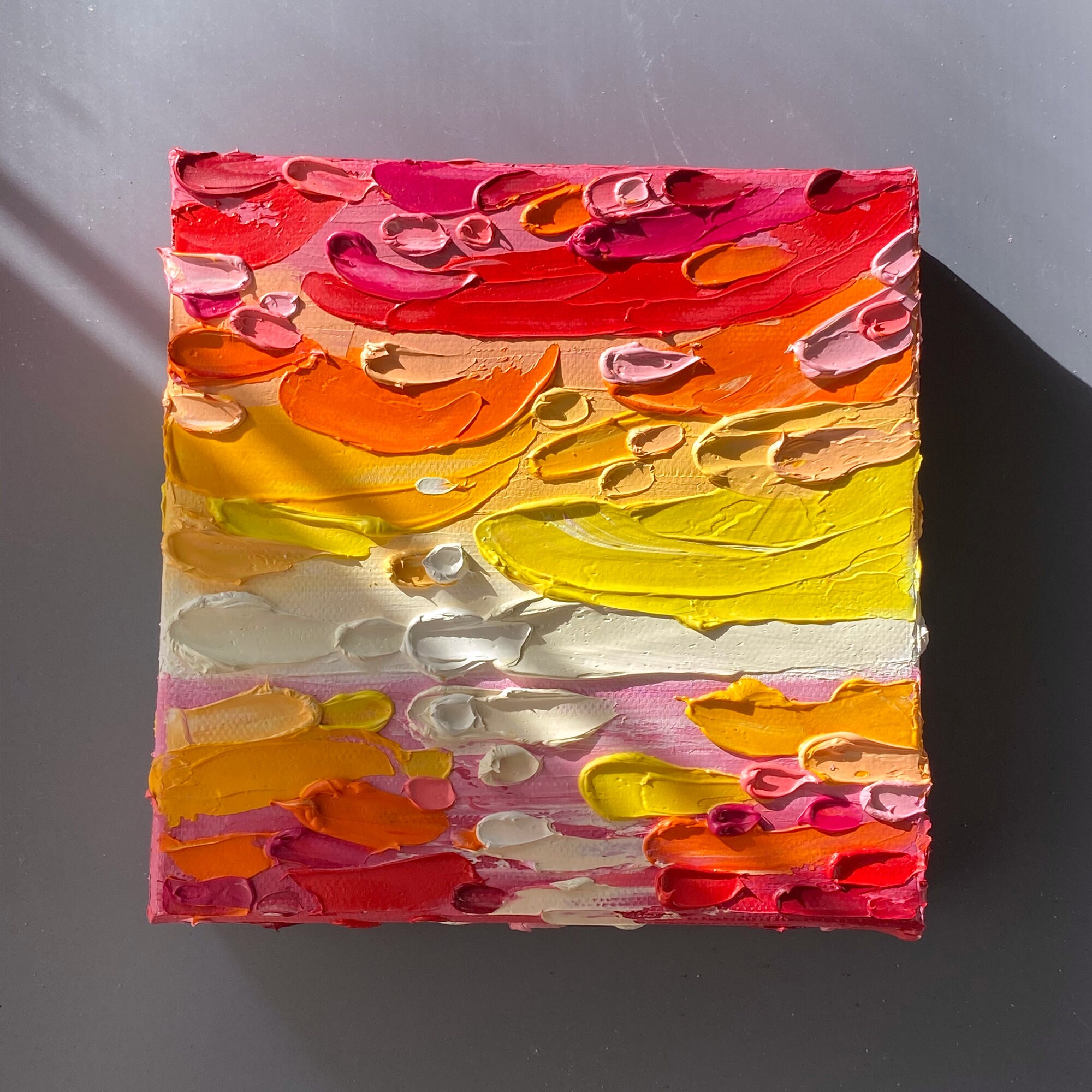 Pink Sunset Oil Painting Thick Paint / Impasto 3D Textured Etsy