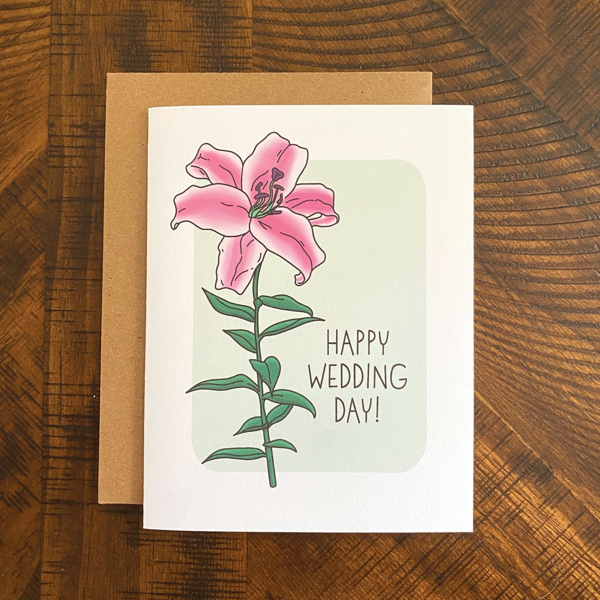 Happy Wedding Day Purple Lily Wedding Card Hand Drawn Card - Etsy