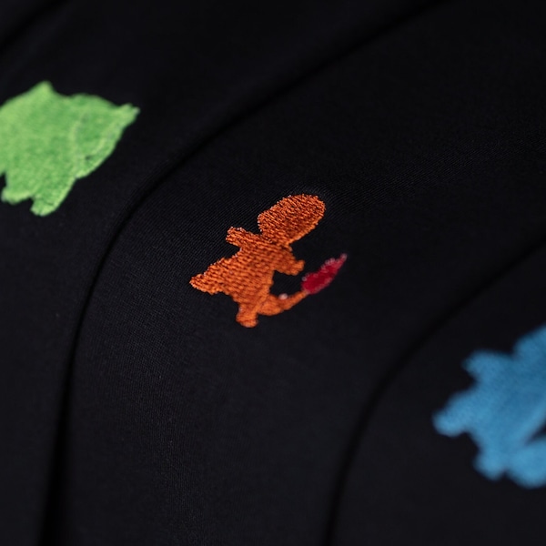 Charmander Inspired Silhouette Embroidered T-Shirt, Embroidered Tee