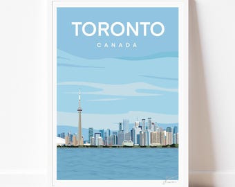 Toronto Skyline Print – Canada Travel Poster – Cityscape Wall Art - Francesca Creates