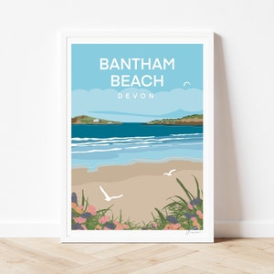 Bantham Beach Devon England Travel Print | Sea Side Travel Poster | Burgh Island Print | Home Wall Decor Artwork | By Francesca Creates