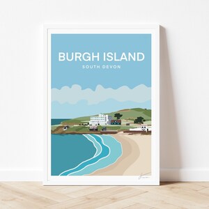 Burgh Island Devon Engeland reisprint | Reisposter zeekant | Devon Island-afdruk | Home Wanddecoratie Kunstwerk | Door Francesca Creates