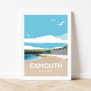 Impresión de Exmouth, Devon / Impresión de viaje a la playa de Devon / Póster de viaje a la costa / Por Francesca Creates