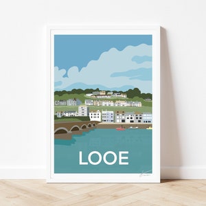 Stampa Looe Cornwall / Poster di viaggio sulla spiaggia del porto di Cornwall / Stampa di viaggio Cornwall / Decorazione murale per la casa Cornwall / Di Francesca Creates