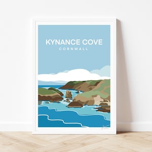 Impresión de Kynance Cove, Cornualles / Póster de viaje a Cornualles / Impresión de viaje a la playa de Cornualles / Arte de decoración de pared para el hogar / Por Francesca Creates