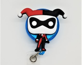 Harley Quinn Cute Chibi Character Heart Lanyard Retractable Reel Badge ID Card Holder
