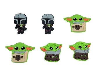 Yoda Croc Shoe Charms Wristband Charms Shoe Lace Adapter Charms Generic Handmade Baby Star Wars Set of 2