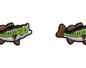 Bass Fish Largemouth Smallmouth Shoe Charms Handmade Set of 2 for