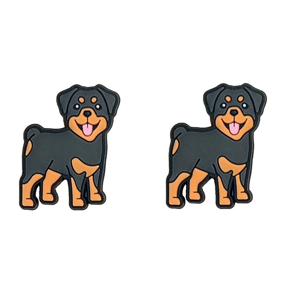 Rottweiler Rottie Rott Dog Shoe Charms Handmade Set of 2 for Clogs Mules Shoes Sneakers Laces