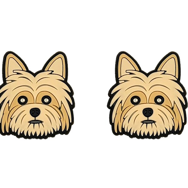 Yorkshire Terrier Yorkie Dog Puppy Shoe Charms Handmade Set of 2 for Clogs Mules Shoes Sneakers Laces