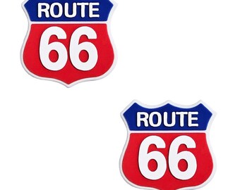 Route 66 Shoe Charms Handmade Set of 2 for Clogs Mules Shoes Sneakers Laces Rt. 66 Road Trip