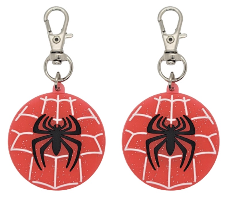Zipper Pull Spider Man Badge Reel Accent Purse Collar Charm Generic Handmade Set of 2