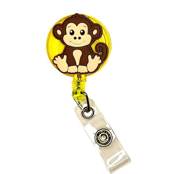 Monkey Badge Reel Retractable Handmade ID Holder Funny Nurse Doctor CNA LPN Baby Monkey