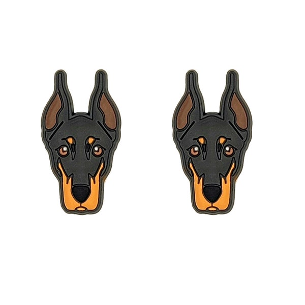 Doberman Pinscher Dobie Shoe Charms Handmade Set of 2 for Clogs Mules Shoes Sneakers Laces