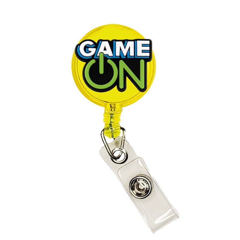 Video Game Badge Reel Retractable Handmade ID Holder Nurse Funny Game Over Arcade Token Quarter Cartridge TV television Joystick Cartridge