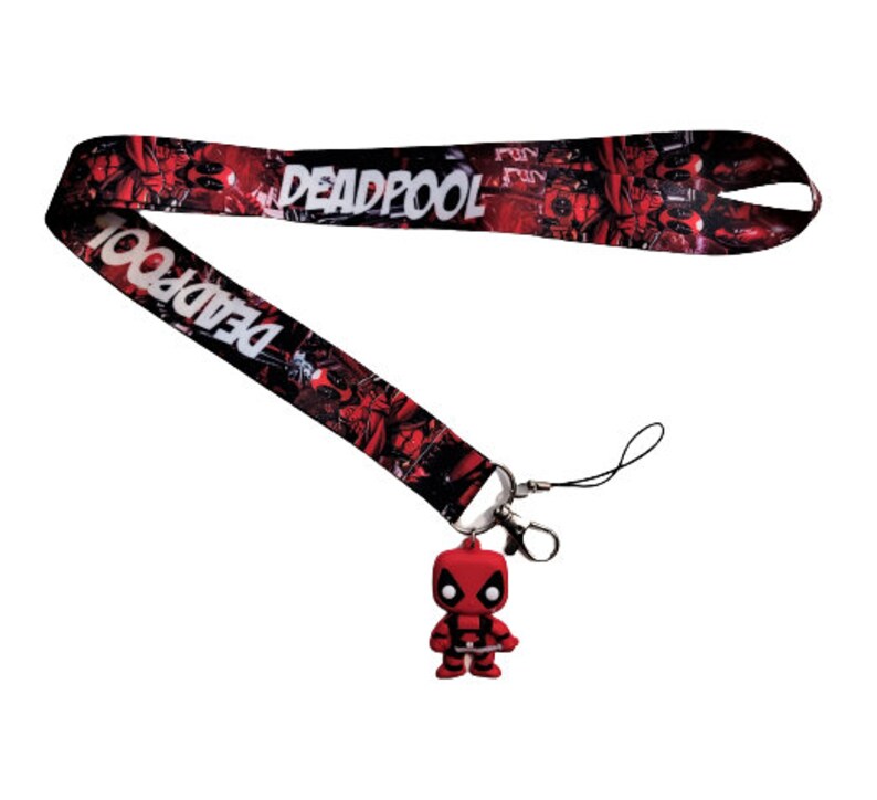 Deadpool Lanyard with ID Badge Holder Cell Phone Holder Handmade