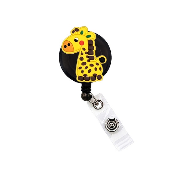 Giraffe Badge Reel Retractable Handmade ID Holder Funny Nurse Doctor CNA LPN Teacher