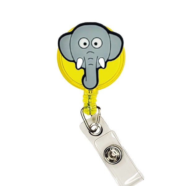 Elephant Badge Reel Retractable Handmade ID Holder Funny Nurse Doctor CNA LPN Head