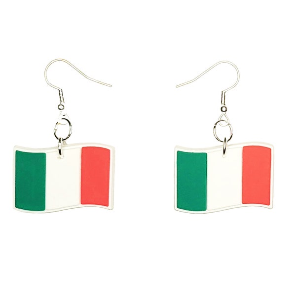 Italy Italian Flag Earrings Handmade Hypoallergenic